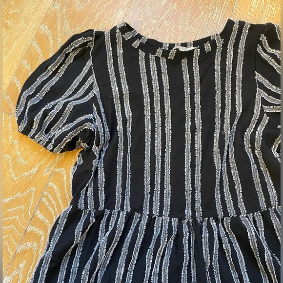 LOFT Navy & White Striped Textured Mini Dress - Picture 2 of 9
